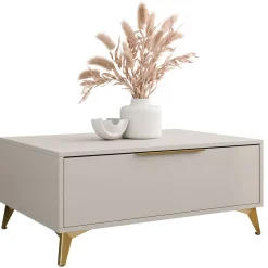 Garnero Arredamenti Tavolini Moderni|Tavolini Moderni-Tavolino da salotto 104x45cm 2 cassetti a frontale unico beige Miriam