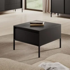 Garnero Arredamenti Tavolini Moderni|Tavolini Moderni-Tavolino da salotto 68x49cm 1 cassetto cannettato Ciar Nero Opaco