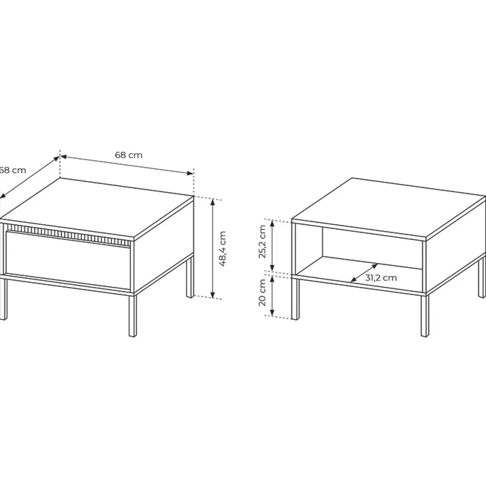 Garnero Arredamenti Tavolini Moderni|Tavolini Moderni-Tavolino da salotto 68x49cm 1 cassetto cannettato Ciar Nero Opaco