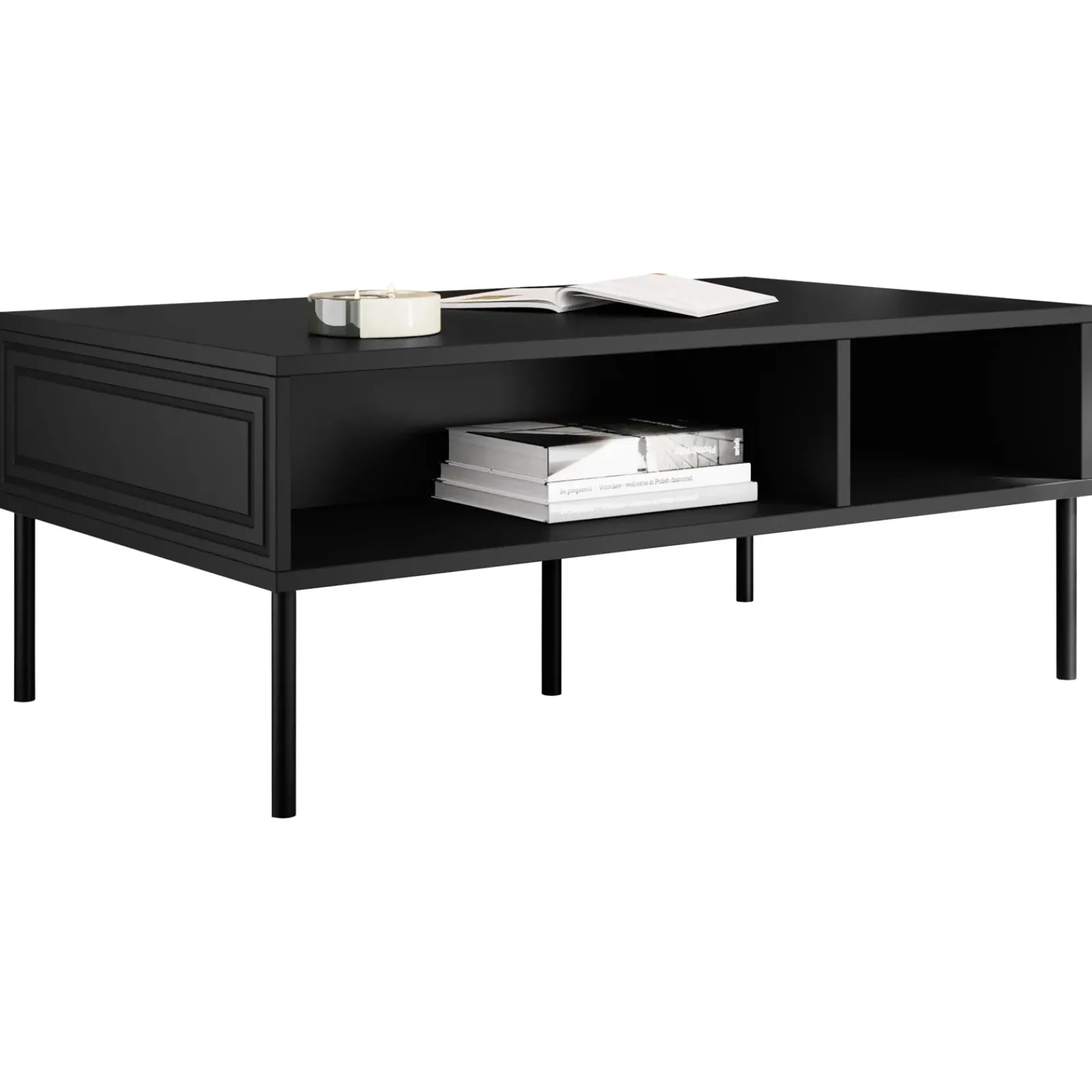 Garnero Arredamenti Tavolini Moderni|Tavolini Moderni-Tavolino da salotto 110x40cm 2 vani Stark Nero Opaco