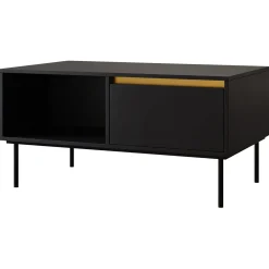 Garnero Arredamenti Tavolini Moderni|Tavolini Moderni-Tavolino da salotto 100x50cm 1 anta nero oro Praga Nero Opaco - Oro