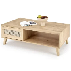 Garnero Arredamenti Tavolini Moderni|Tavolini Moderni-Tavolino da salotto 120x41cm 1 cassetto 1 vano a giorno moderno rovere Sombra