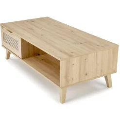 Garnero Arredamenti Tavolini Moderni|Tavolini Moderni-Tavolino da salotto 120x41cm 1 cassetto 1 vano a giorno moderno rovere Sombra