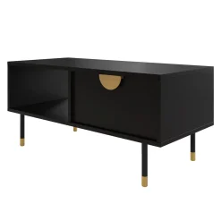Garnero Arredamenti Tavolini Moderni|Tavolini Moderni-Tavolino da salotto 100x45cm 1 anta moderno nero Oriana