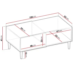 Garnero Arredamenti Tavolini Moderni|Tavolini Moderni-Tavolino da salotto 100x52cm 2 ante moderno nero Flippo
