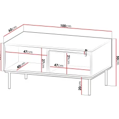 Garnero Arredamenti Tavolini Moderni|Tavolini Moderni-Tavolino da salotto 100x50cm 1 anta bianco oro Praga Bianco Opaco - Oro