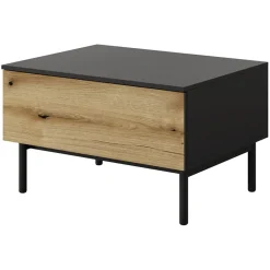 Garnero Arredamenti Tavolini Moderni|Tavolini Moderni-Tavolino da salotto 80x49cm 1 cassetto nero opaco rovere Amel