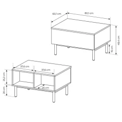 Garnero Arredamenti Tavolini Moderni|Tavolini Moderni-Tavolino da salotto 80x49cm 1 cassetto nero opaco rovere Amel