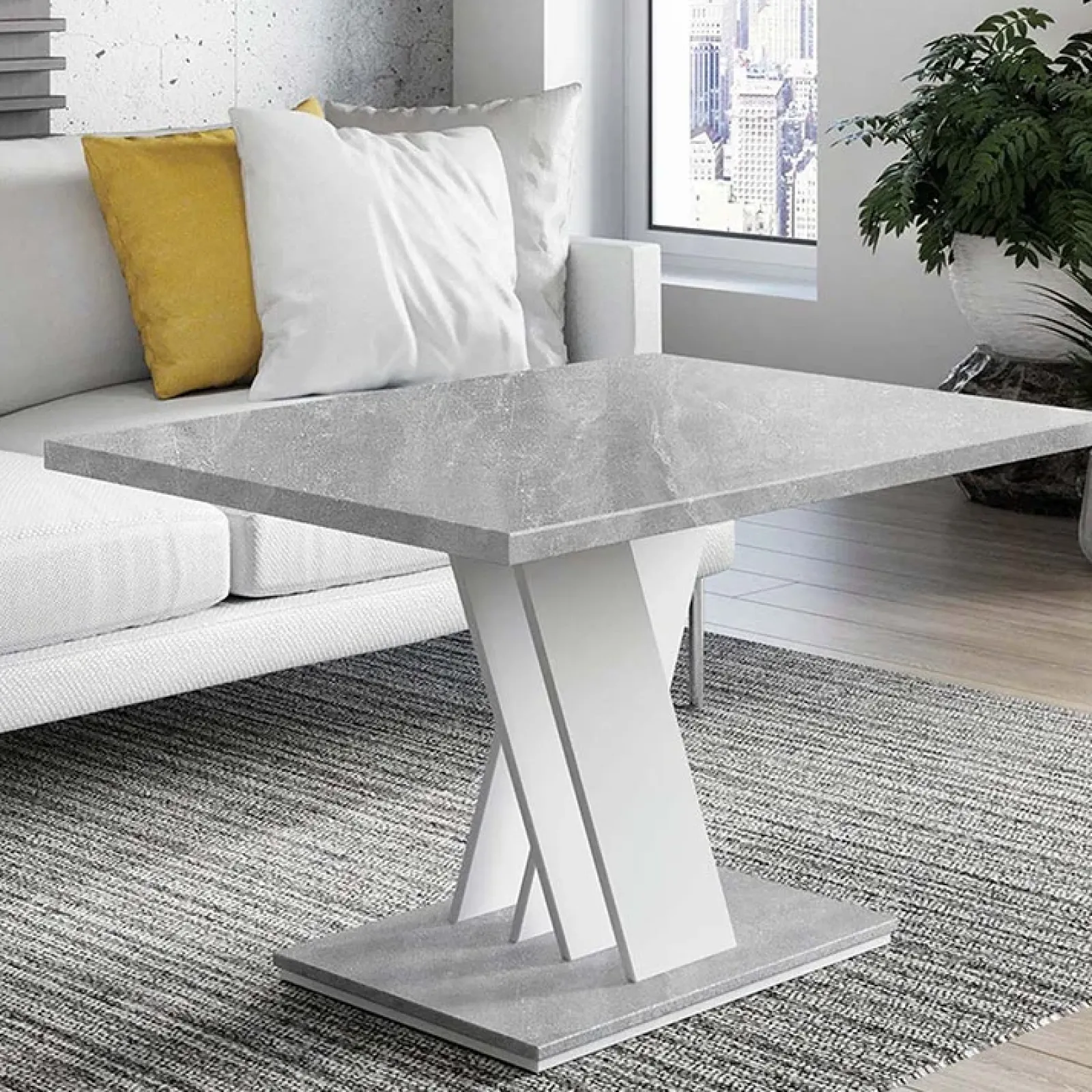 Garnero Arredamenti Tavoli Da Pranzo|Tavolini Da Salotto-Tavolino da salotto 100x70cm bianco effetto marmo Amilia