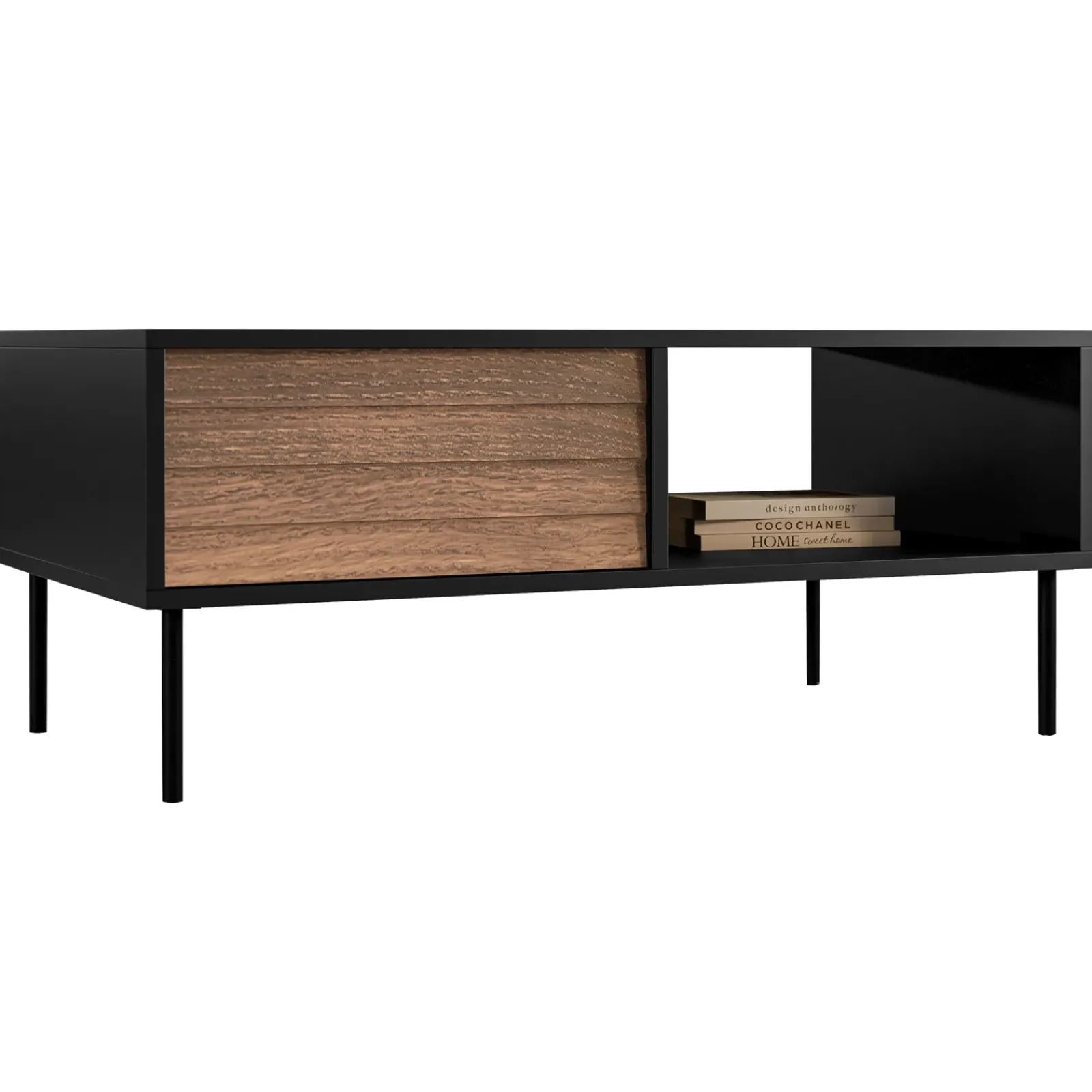 Garnero Arredamenti Tavolini Moderni|Tavolini Moderni-Tavolino da salotto 100x55cm con vano noce nero Wild Noce - Nero opaco