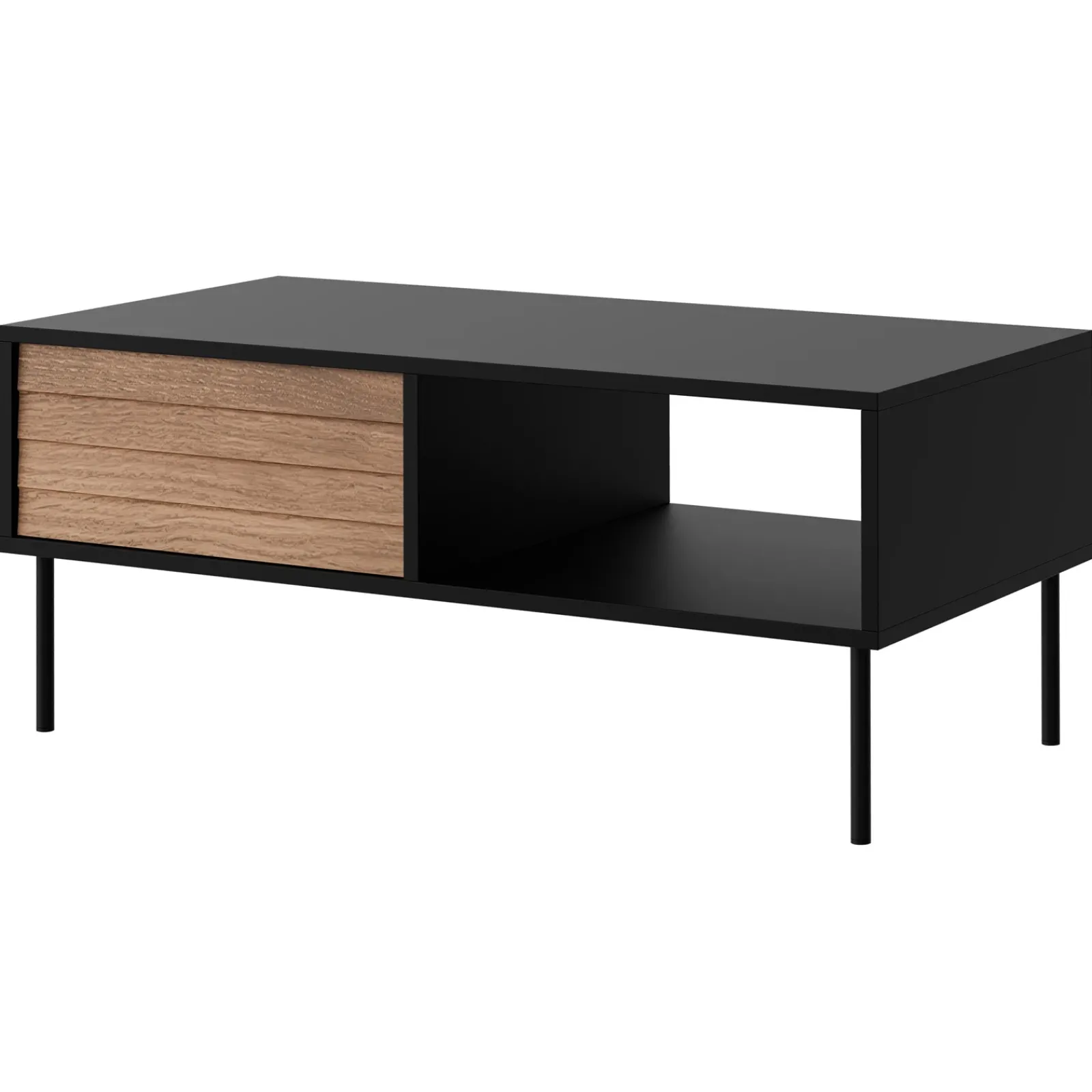 Garnero Arredamenti Tavolini Moderni|Tavolini Moderni-Tavolino da salotto 100x55cm con vano noce nero Wild Noce - Nero opaco