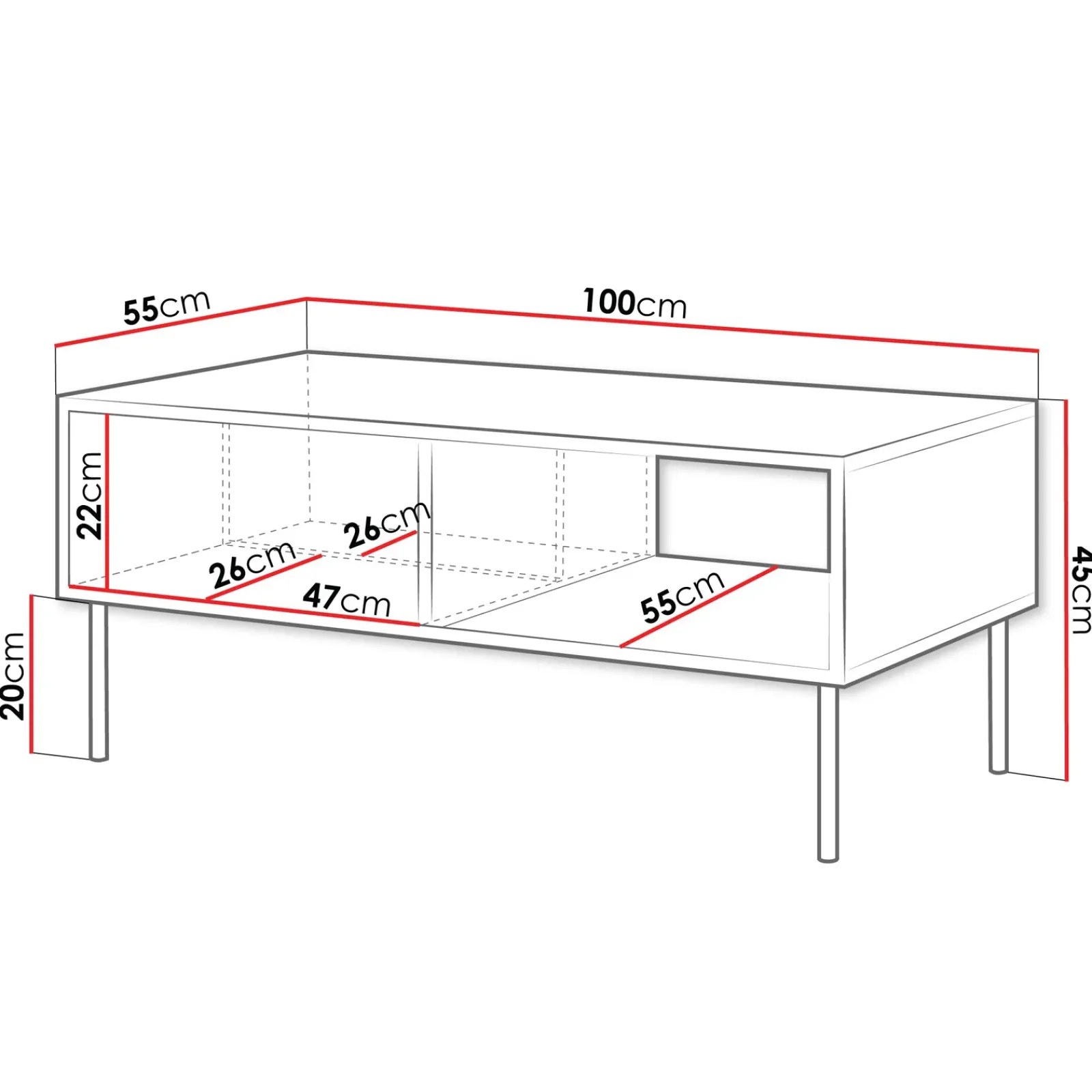 Garnero Arredamenti Tavolini Moderni|Tavolini Moderni-Tavolino da salotto 100x55cm con vano noce nero Wild Noce - Nero opaco