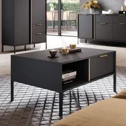 Garnero Arredamenti Tavolini Moderni|Tavolini Moderni-Tavolino da salotto 97x60cm con cassetto antracite Nebula