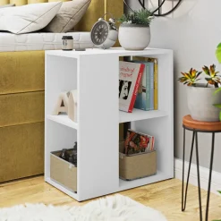 Garnero Arredamenti Tavolini Moderni|Tavolini Moderni-Tavolino da salotto 52x30cm con libreria bianco Enea