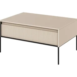 Garnero Arredamenti Tavolini Moderni|Tavolini Moderni-Tavolino da salotto 100x50cm cannettato nero Camelia Beige