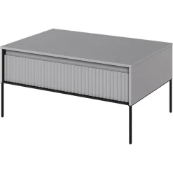 Garnero Arredamenti Tavolini Moderni|Tavolini Moderni-Tavolino da salotto 100x50cm cannettato nero Camelia Grigio
