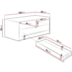 Garnero Arredamenti Tavolini Moderni|Tavolini Moderni-Tavolino da salotto 100x50cm con cassetto cannettato bianco Athena Bianco Opaco