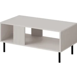 Garnero Arredamenti Tavolini Moderni|Tavolini Moderni-Tavolino da salotto 92x44cm con frontali cannettati beige Ziggy