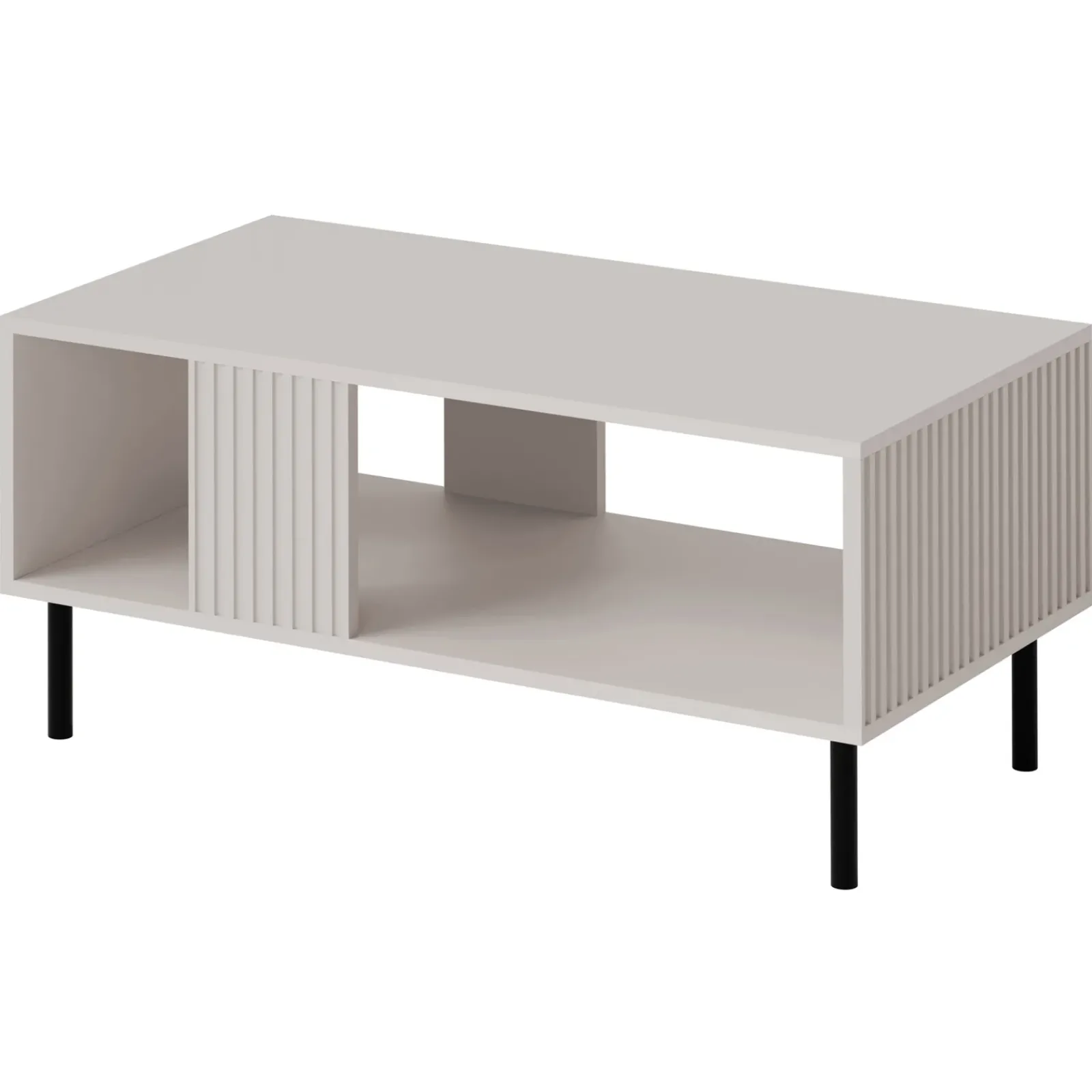 Garnero Arredamenti Tavolini Moderni|Tavolini Moderni-Tavolino da salotto 92x44cm con frontali cannettati beige Ziggy