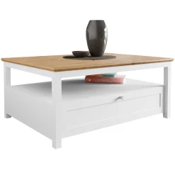 Garnero Arredamenti Tavolini Moderni|Tavolini Moderni-Tavolino da salotto 104x80cm con cassetto bianco rovere Relaxio