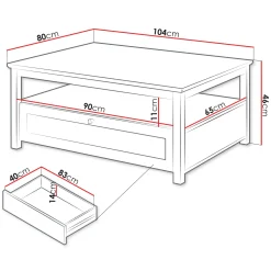 Garnero Arredamenti Tavolini Moderni|Tavolini Moderni-Tavolino da salotto 104x80cm con cassetto bianco rovere Relaxio