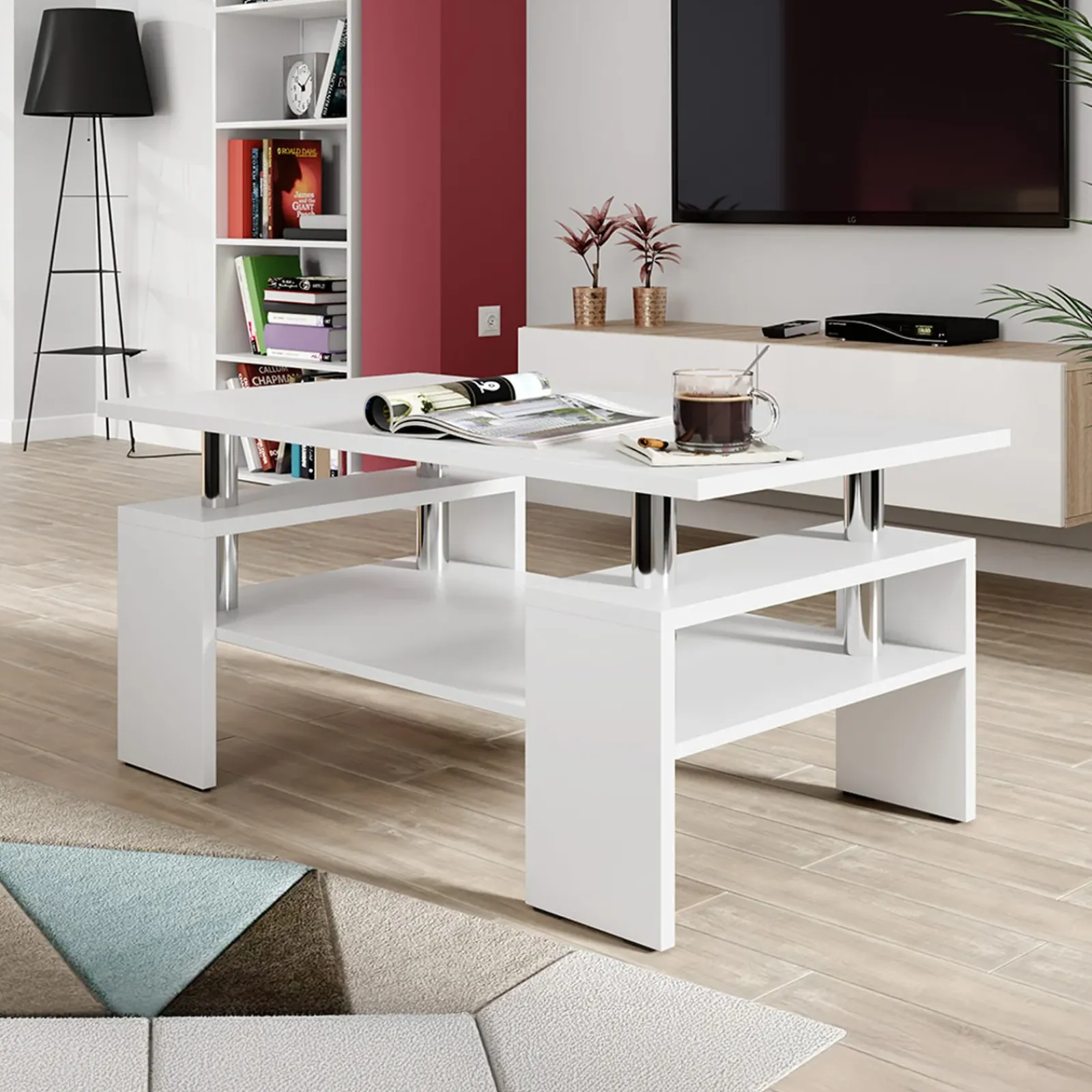 Garnero Arredamenti Tavolini Moderni|Tavolini Moderni-Tavolino da salotto 110x60cm design moderno bianco Thalena Bianco Opaco