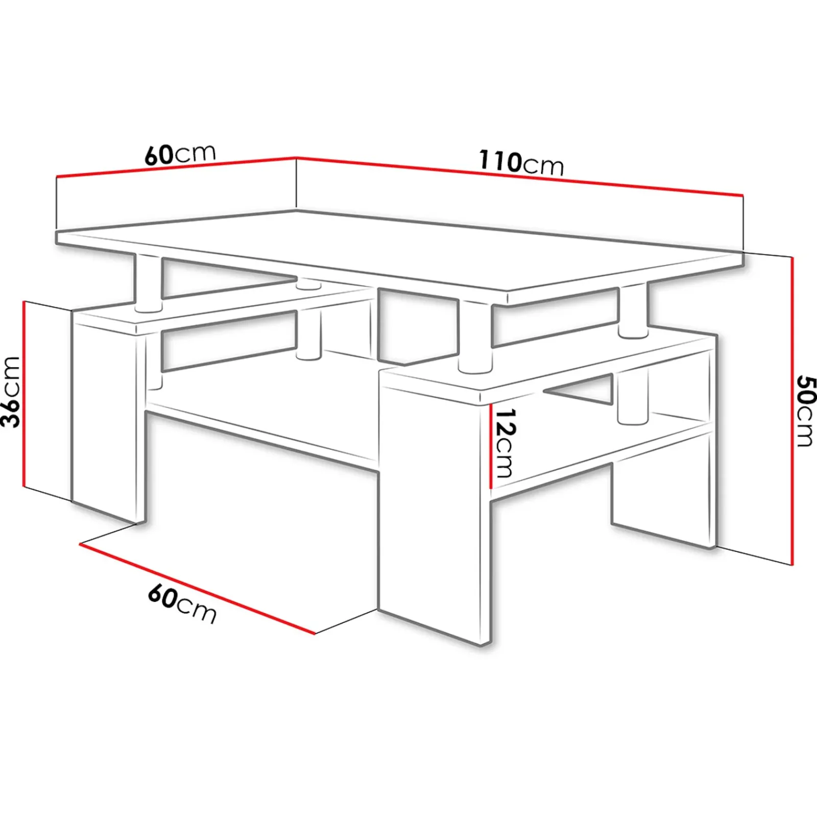 Garnero Arredamenti Tavolini Moderni|Tavolini Moderni-Tavolino da salotto 110x60cm design moderno bianco Thalena Bianco Opaco