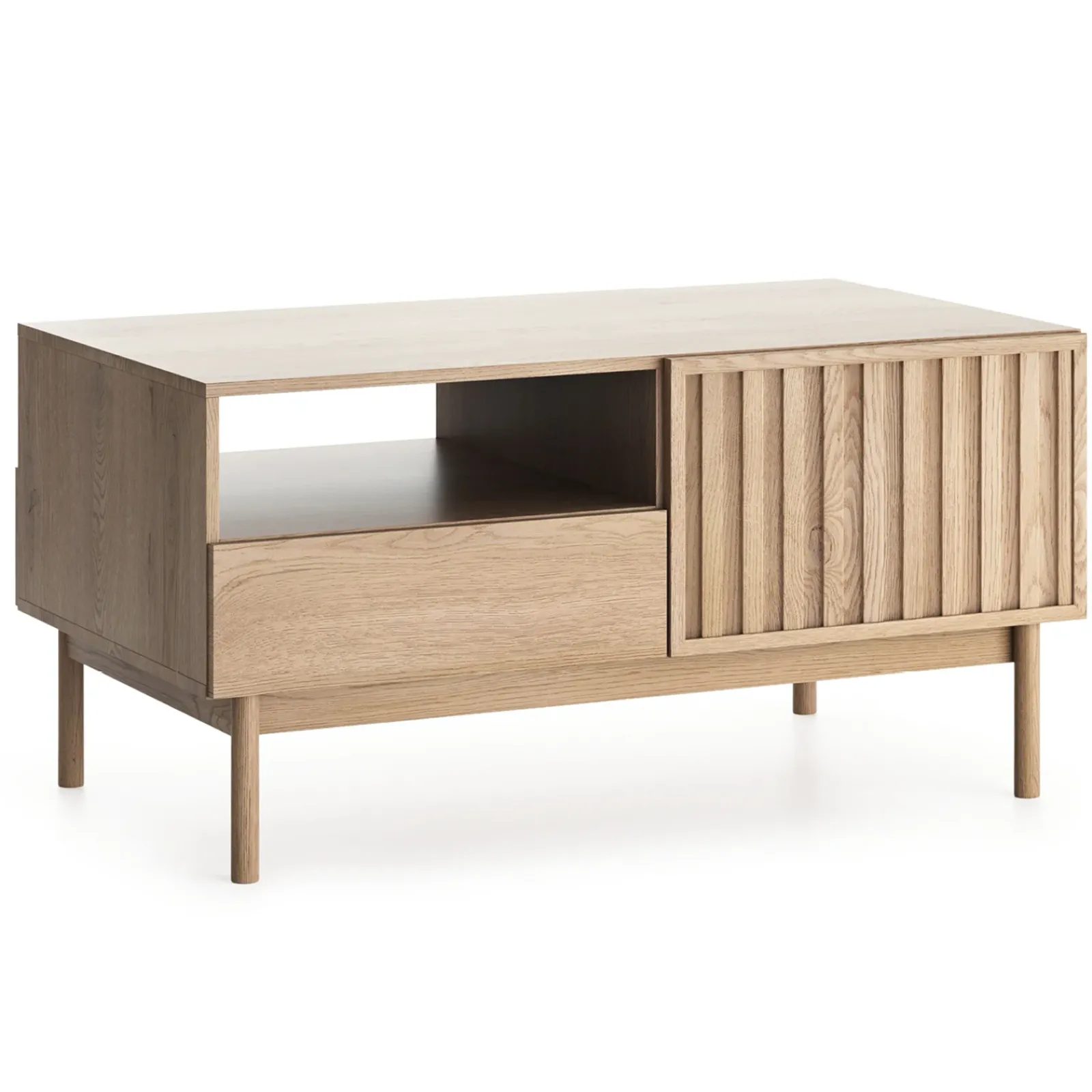 Garnero Arredamenti Tavolini Moderni|Tavolini Moderni-Tavolino da salotto 106x53cm design cannettato rovere Colby