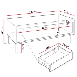 Garnero Arredamenti Tavolini Moderni|Tavolini Moderni-Tavolino da salotto 100x50cm design cannettato bianco Strike Bianco Opaco