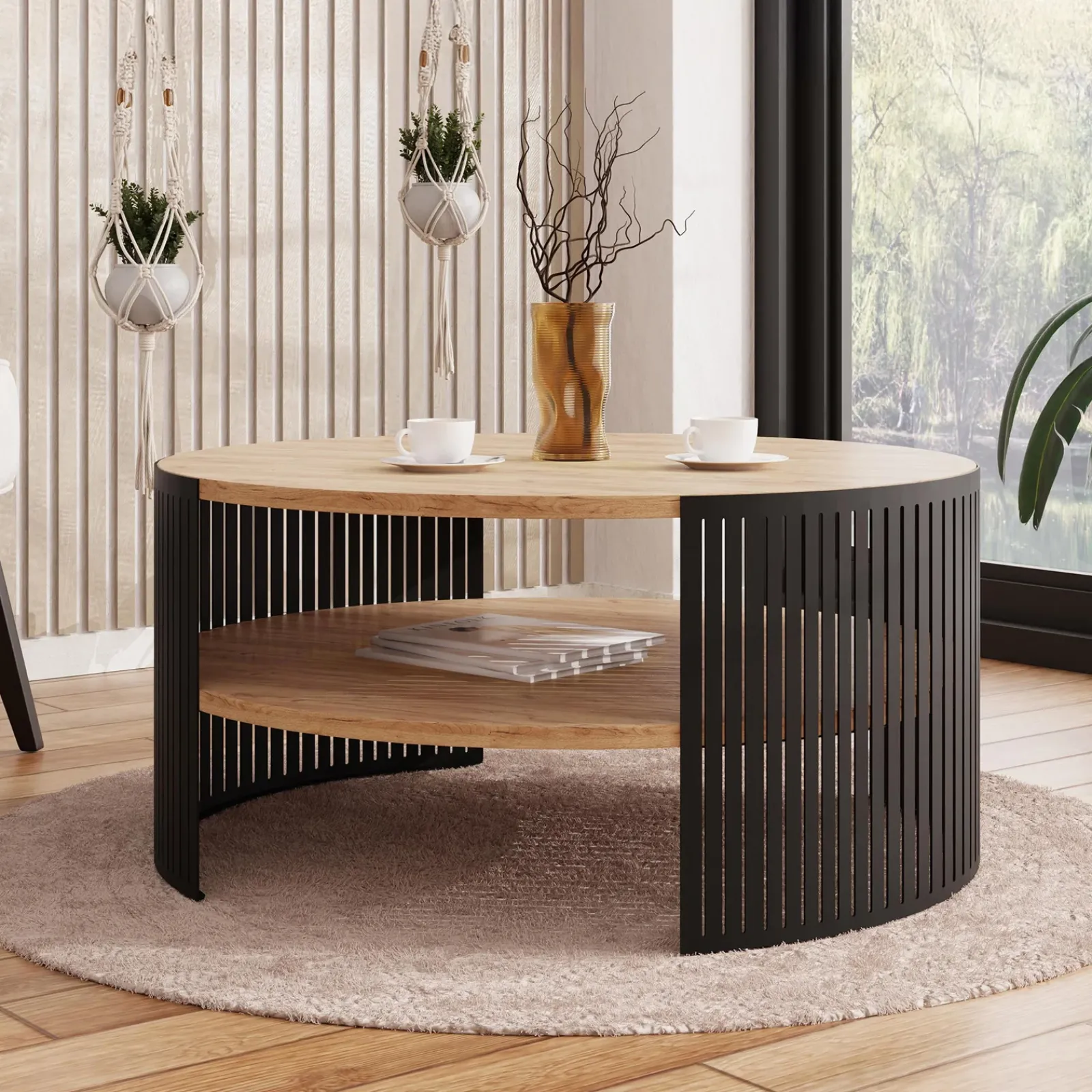 Garnero Arredamenti Tavolini Moderni|Tavolini Moderni-Tavolino da salotto 75x75cm design moderno rovere nero Elisera Rovere - Nero opaco