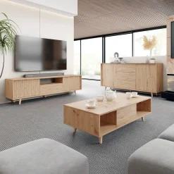 Garnero Arredamenti Tavolini Classici|Tavolini Classici-Tavolino da salotto 120x60cm design cannettato rovere Branch