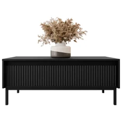 Garnero Arredamenti Tavolini Moderni|Tavolini Moderni-Tavolino da salotto 100x50cm design cannettato nero Strike Nero Opaco