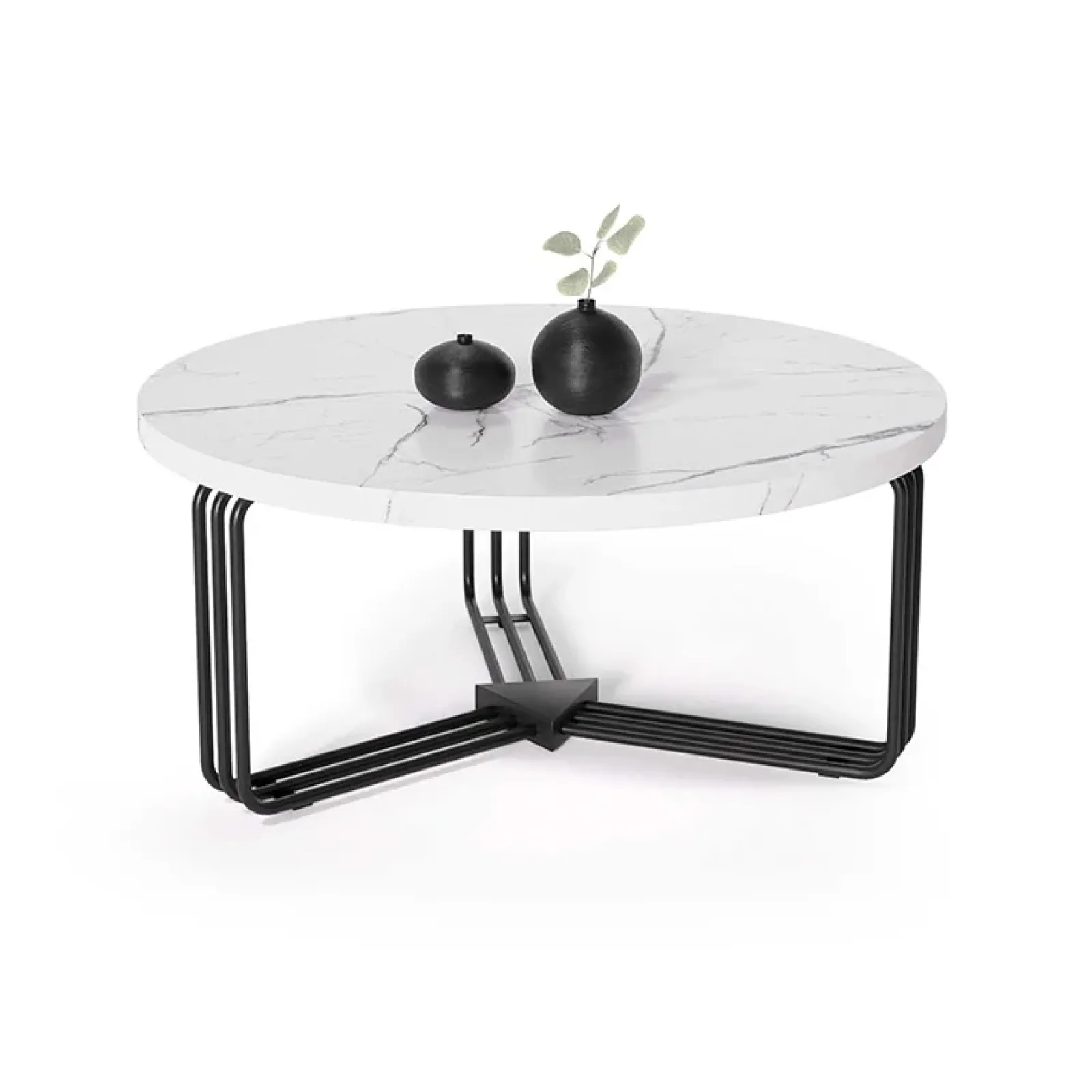 Garnero Arredamenti Tavolini Moderni|Tavolini Moderni-Tavolino da salotto 80x36cm effetto marmo bianco nero Elan