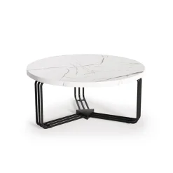 Garnero Arredamenti Tavolini Moderni|Tavolini Moderni-Tavolino da salotto 80x36cm effetto marmo bianco nero Elan