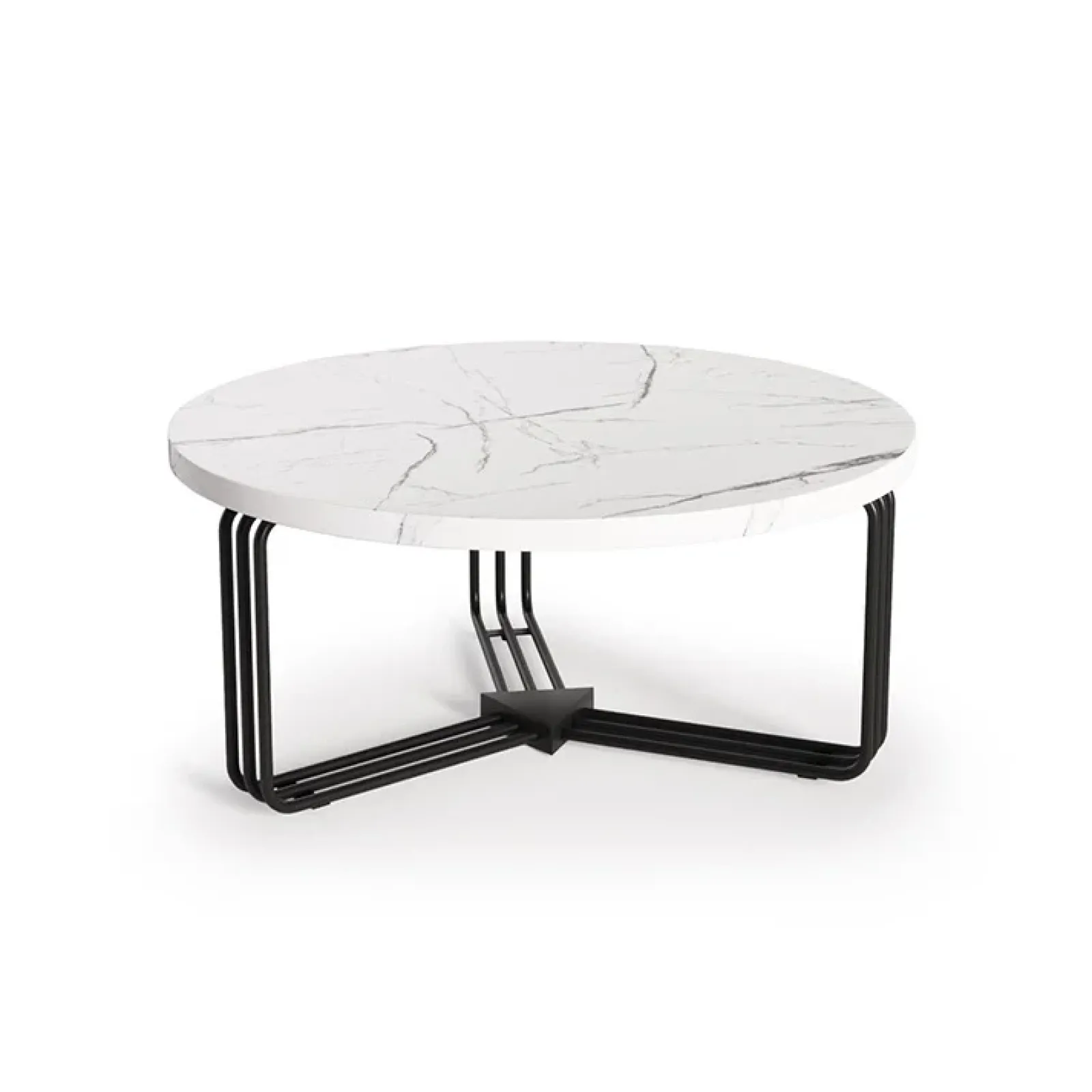 Garnero Arredamenti Tavolini Moderni|Tavolini Moderni-Tavolino da salotto 80x36cm effetto marmo bianco nero Elan