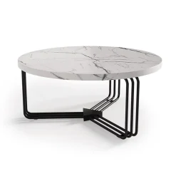 Garnero Arredamenti Tavolini Moderni|Tavolini Moderni-Tavolino da salotto 80x36cm effetto marmo bianco nero Elan