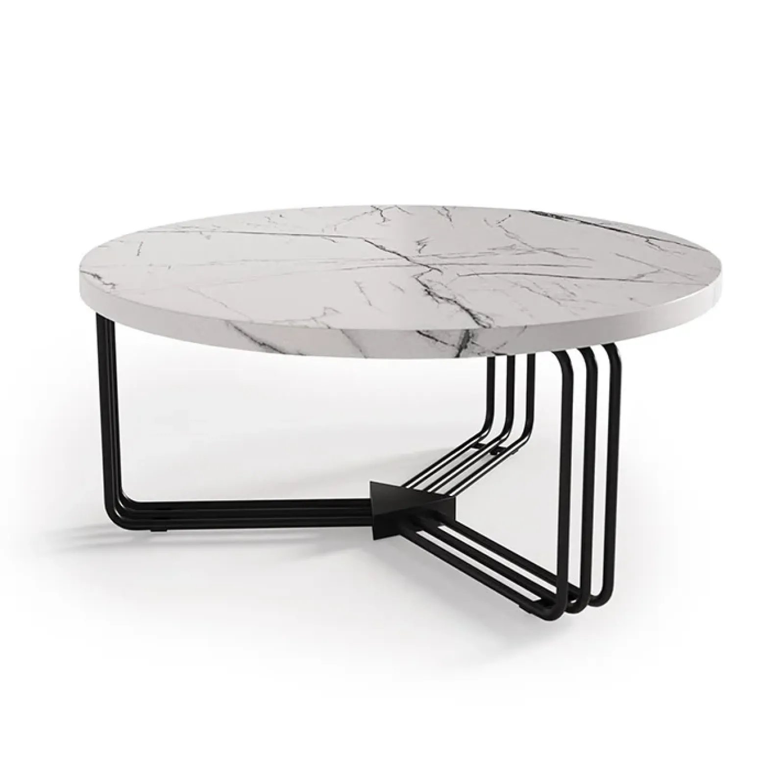 Garnero Arredamenti Tavolini Moderni|Tavolini Moderni-Tavolino da salotto 80x36cm effetto marmo bianco nero Elan