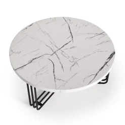 Garnero Arredamenti Tavolini Moderni|Tavolini Moderni-Tavolino da salotto 80x36cm effetto marmo bianco nero Elan