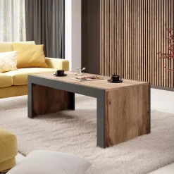 Garnero Arredamenti Tavolini Moderni|Tavolini Moderni-Tavolino da salotto 120x60cm moderno rovere rustico antracite Calyssa