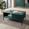 Garnero Arredamenti Tavolini Moderni|Tavolini Moderni-Tavolino da salotto 104x46cm moderno con cassetto cannettato verde Alisa
