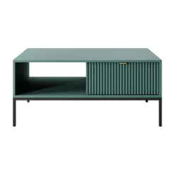 Garnero Arredamenti Tavolini Moderni|Tavolini Moderni-Tavolino da salotto 104x46cm moderno con cassetto cannettato verde Alisa