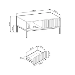 Garnero Arredamenti Tavolini Moderni|Tavolini Moderni-Tavolino da salotto 104x46cm moderno con cassetto cannettato verde Alisa