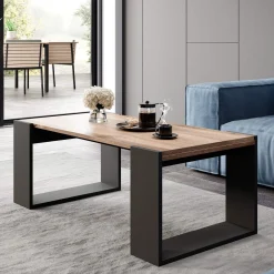 Garnero Arredamenti Tavolini Moderni|Tavolini Moderni-Tavolino da salotto 120x55cm moderno rovere antracite Tampere
