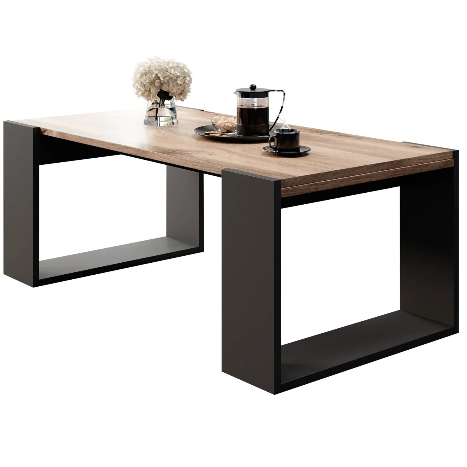 Garnero Arredamenti Tavolini Moderni|Tavolini Moderni-Tavolino da salotto 120x55cm moderno rovere antracite Tampere