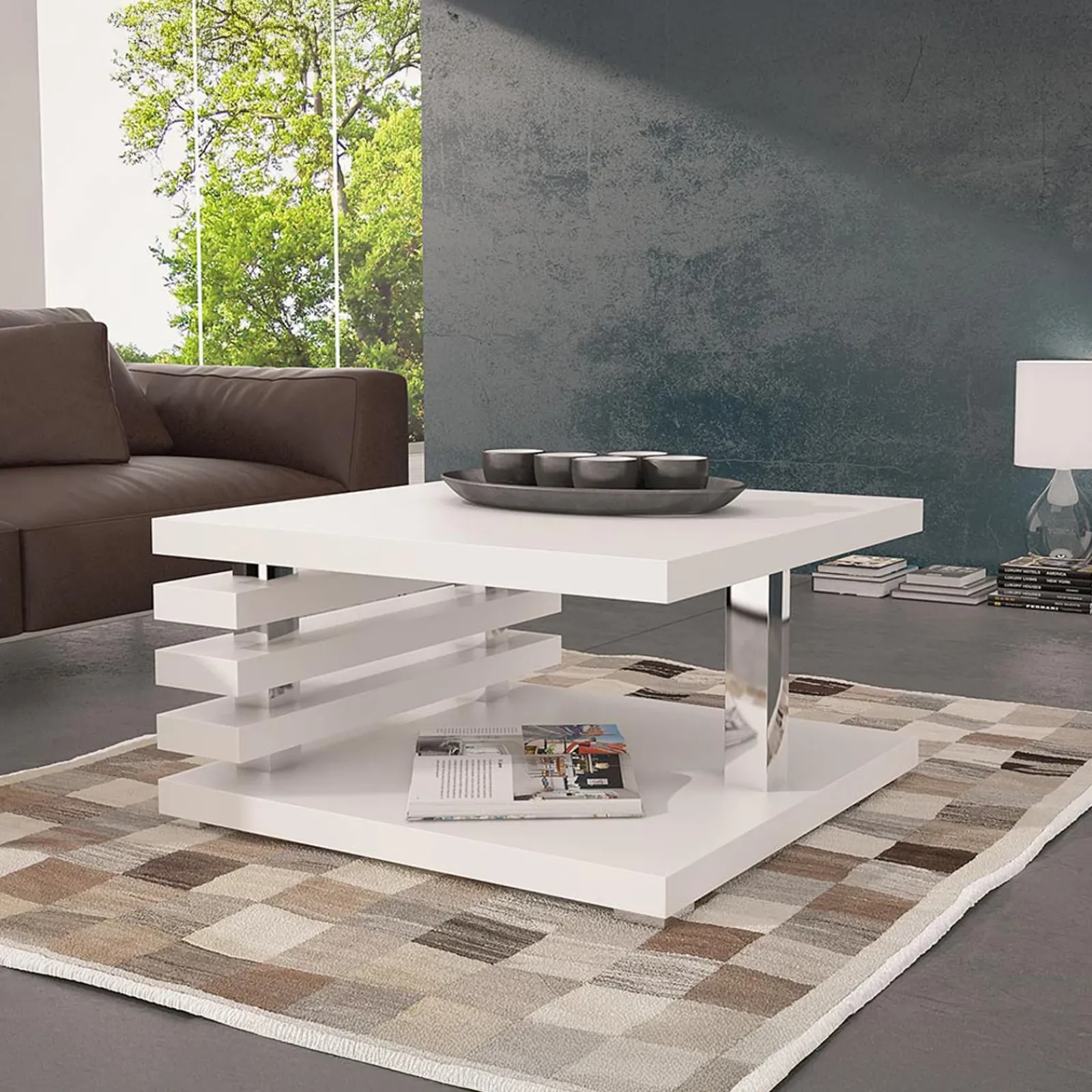 Garnero Arredamenti Tavolini Moderni|Tavolini Moderni-Tavolino da salotto 60x60cm moderno Zaphira Bianco Opaco