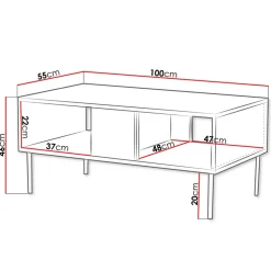 Garnero Arredamenti Tavolini Moderni|Tavolini Moderni-Tavolino da salotto 100x46cm noce scuro con frontali serigrafati Savanna