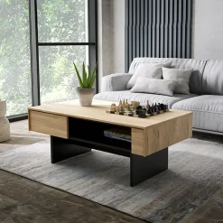 Garnero Arredamenti Tavolini Moderni|Tavolini Moderni-Tavolino da salotto 110x46cm rovere nero Alabaster