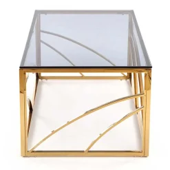 Garnero Arredamenti Tavolini Moderni|Tavolini Moderni-Tavolino da salotto 120x60cm vetro acciaio cromato Cuvel Gold Oro