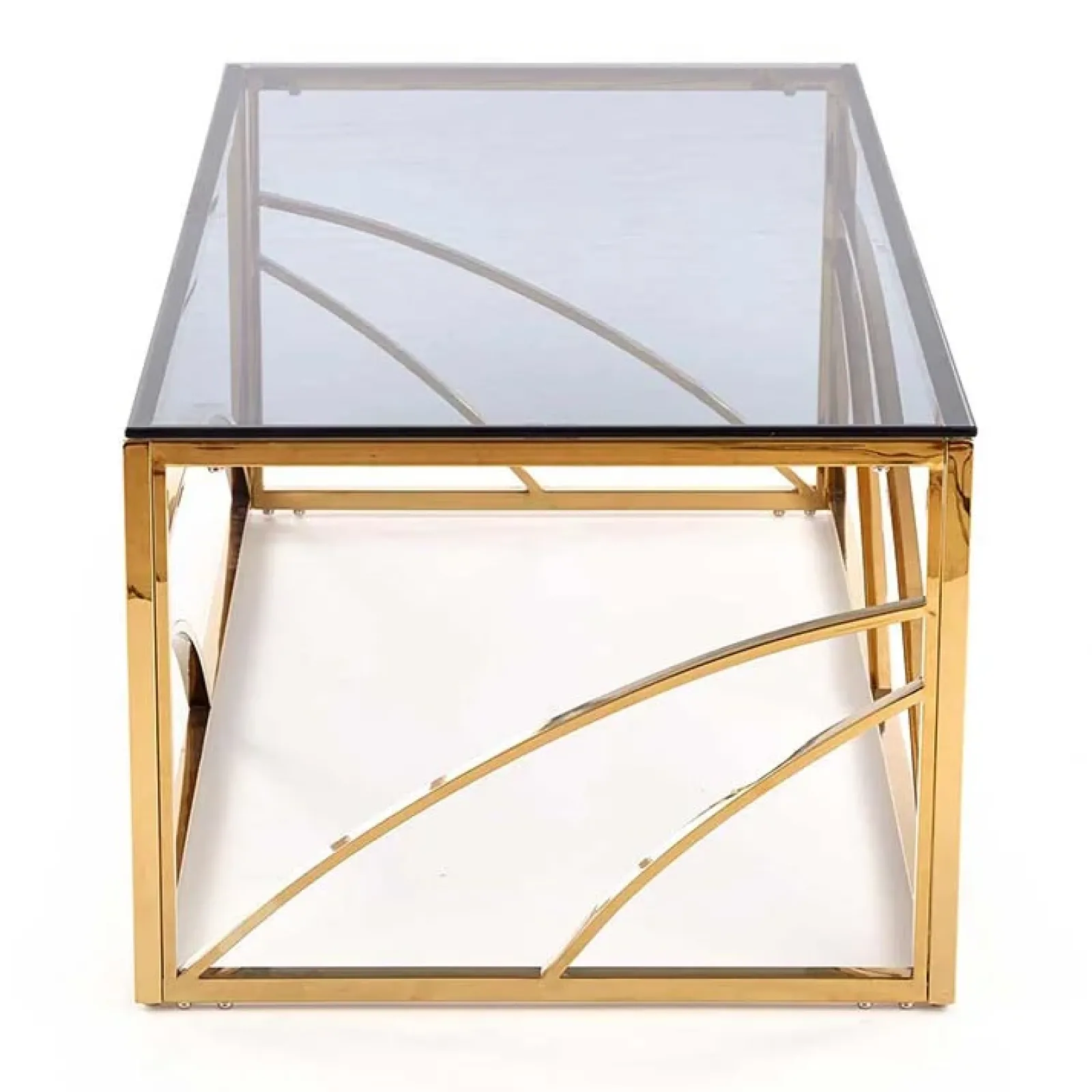 Garnero Arredamenti Tavolini Moderni|Tavolini Moderni-Tavolino da salotto 120x60cm vetro acciaio cromato Cuvel Gold Oro