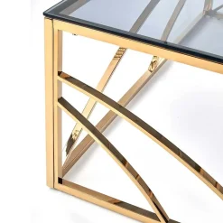 Garnero Arredamenti Tavolini Moderni|Tavolini Moderni-Tavolino da salotto 120x60cm vetro acciaio cromato Cuvel Gold Oro